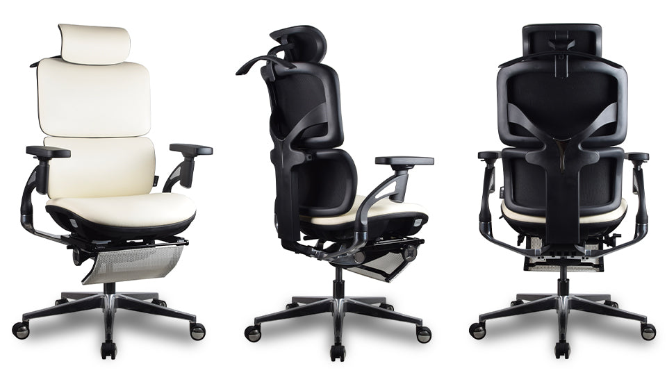 chaise ergonomique TERRANA Premium Kqueo blanc en cuir reconstitué
