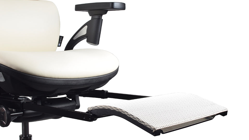 repose-pied chaise ergonomique TERRANA Premium en cuir blanc reconstitué Kqueo