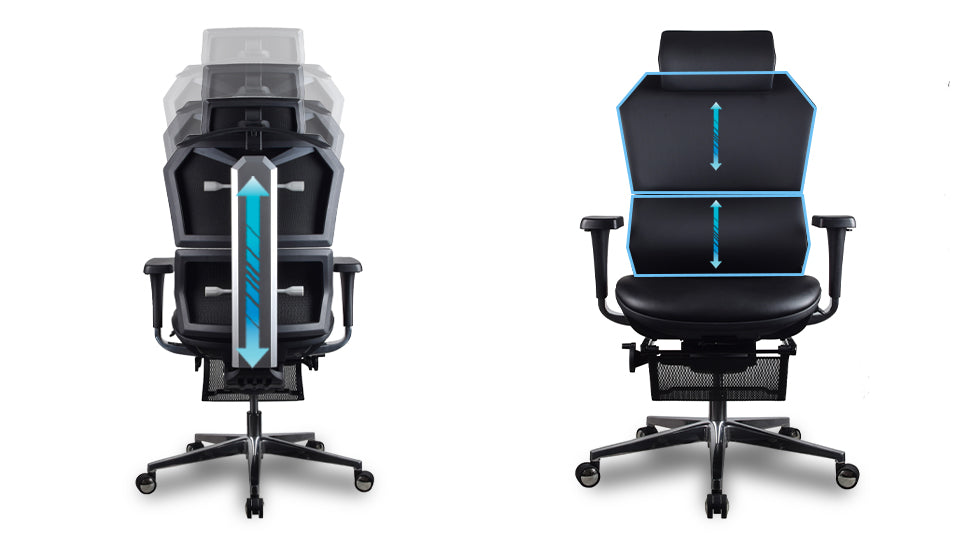 dossier réglable en hauteur chaise ergonomique VERTEX noir Kqueo