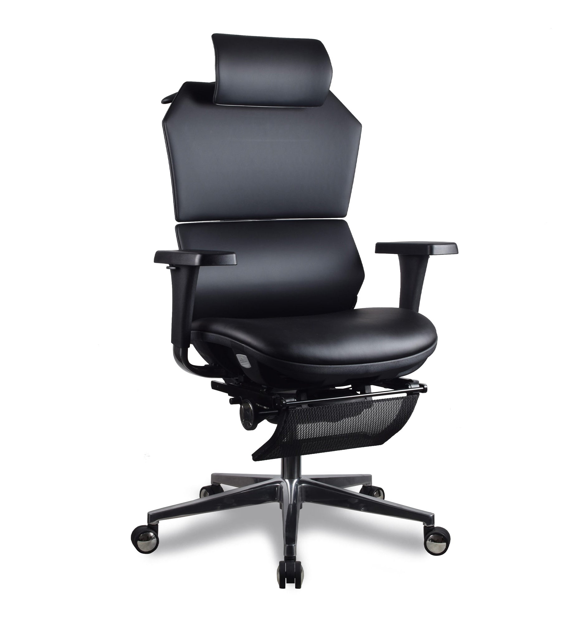 chaise ergonomique multi-réglage en cuir reconstitué noir Kqueo