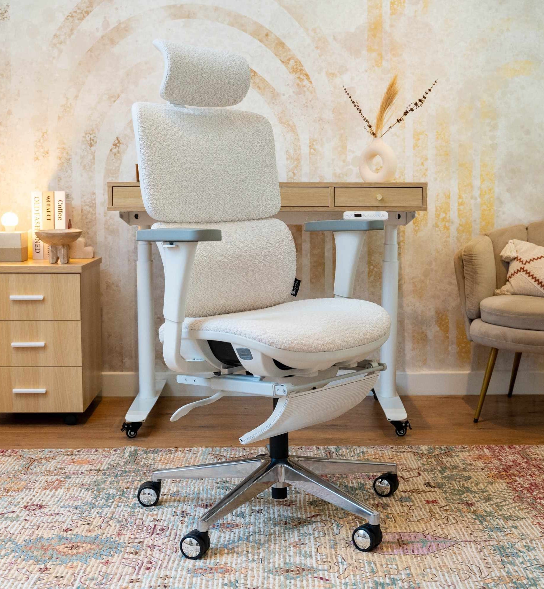 chaise ergonomique de bureau TERRANA bouclette blanche