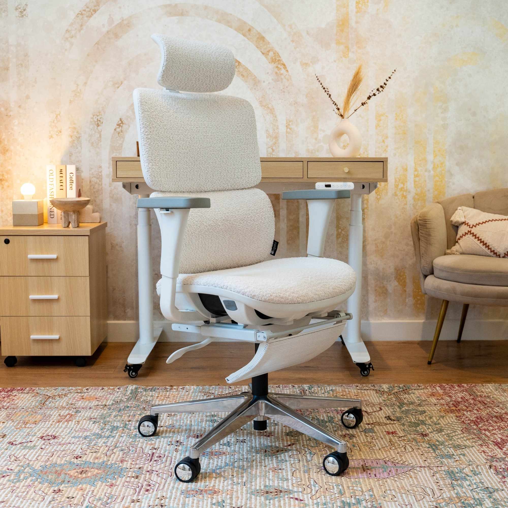 chaise ergonomique de bureau TERRANA bouclette blanche