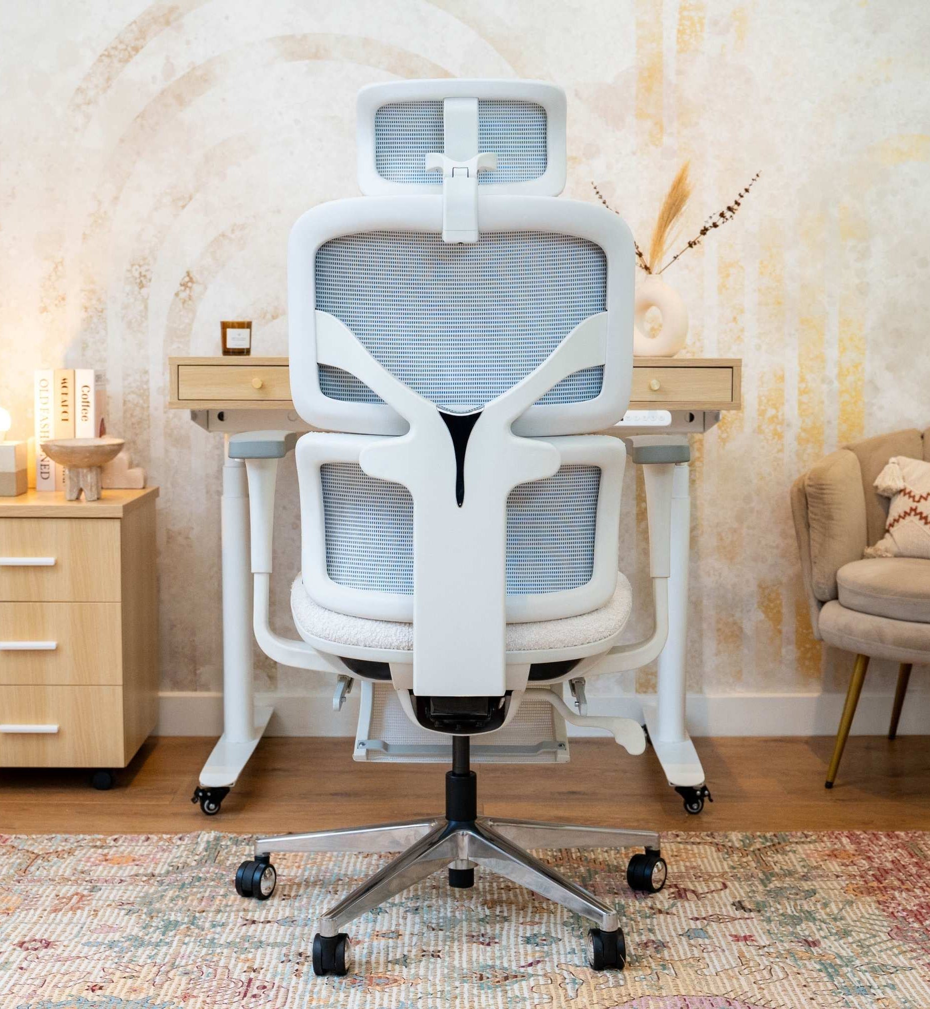 chaise ergonomique de bureau TERRANA bouclette blanche