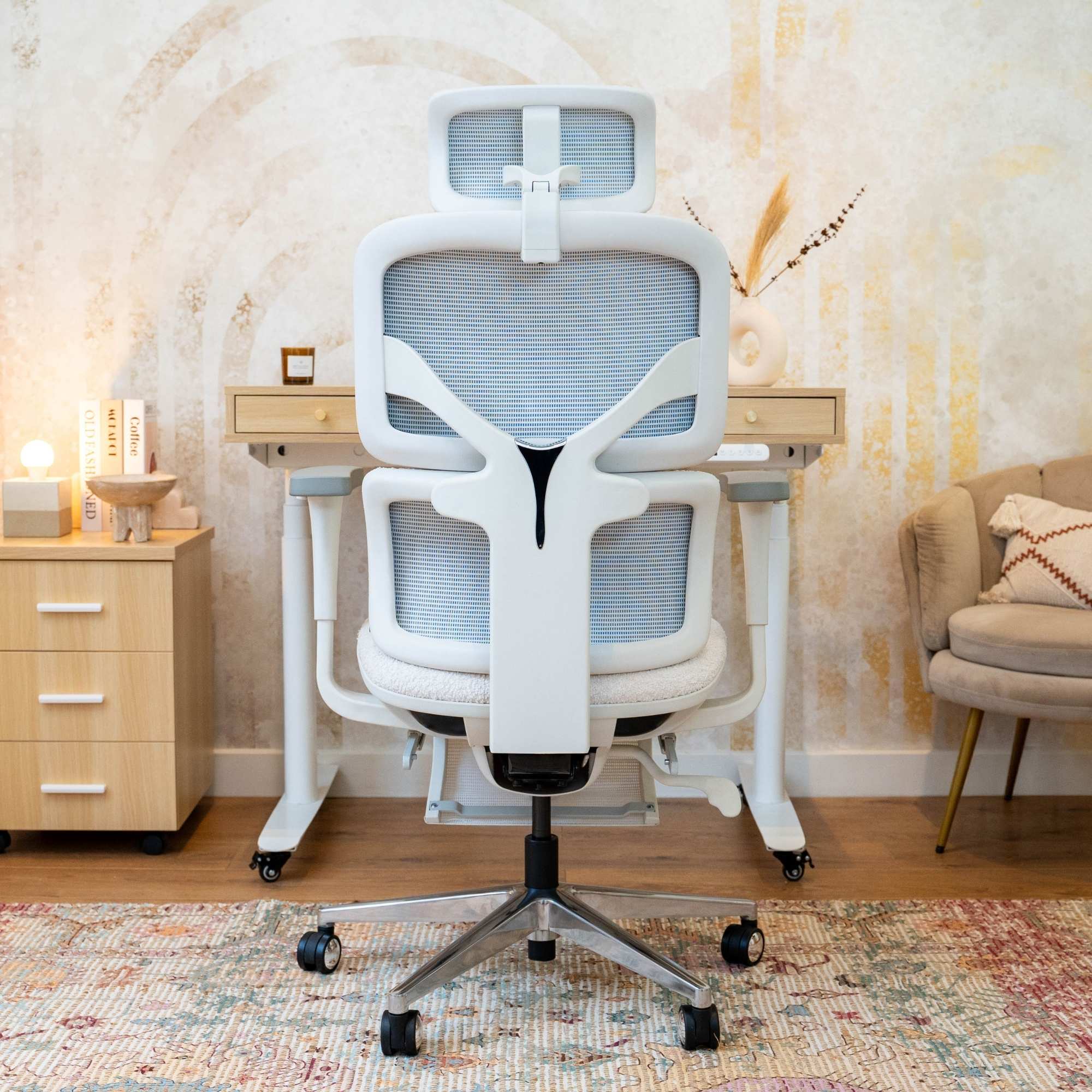 chaise ergonomique de bureau TERRANA bouclette blanche
