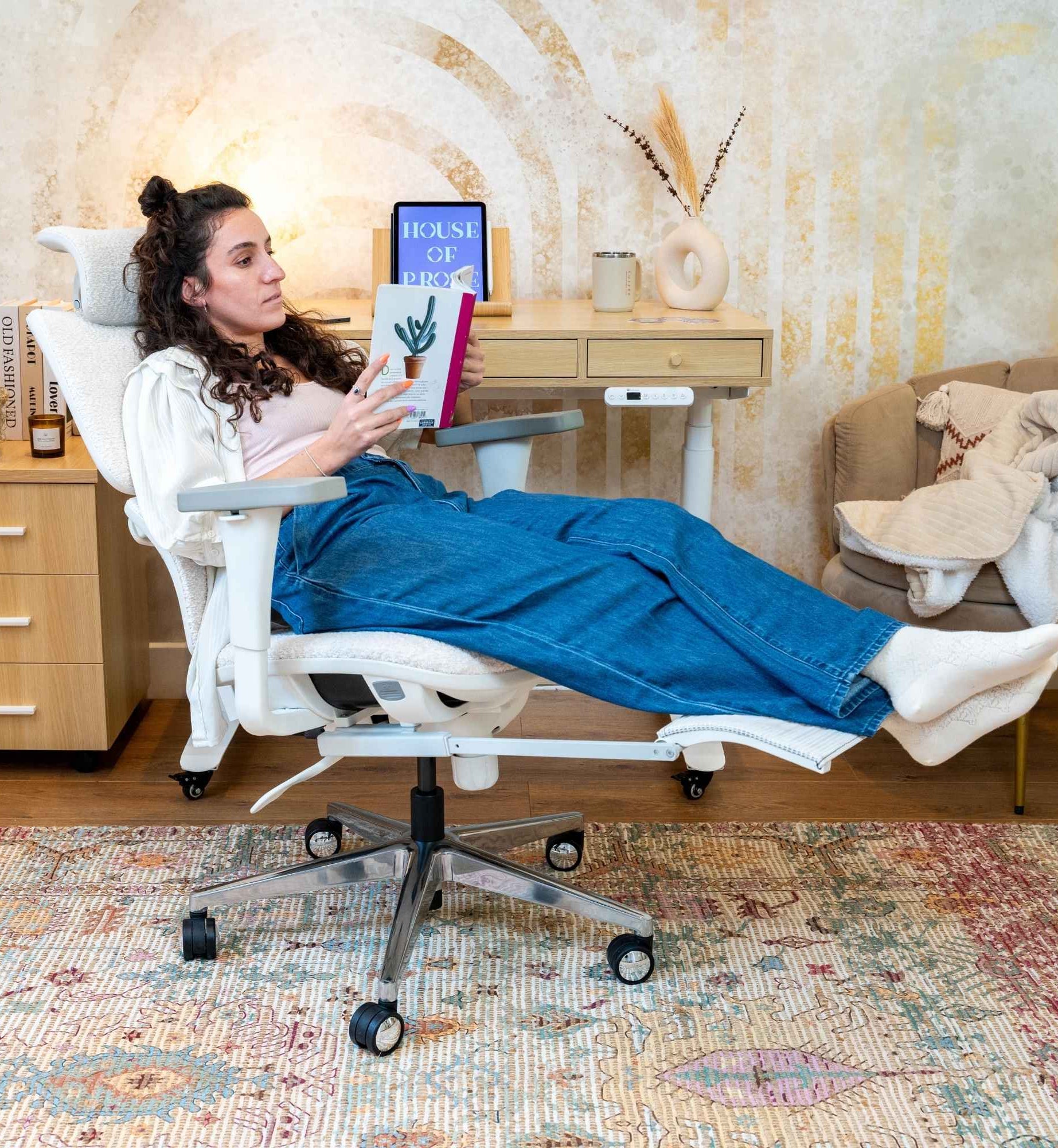 chaise ergonomique de bureau TERRANA bouclette blanche