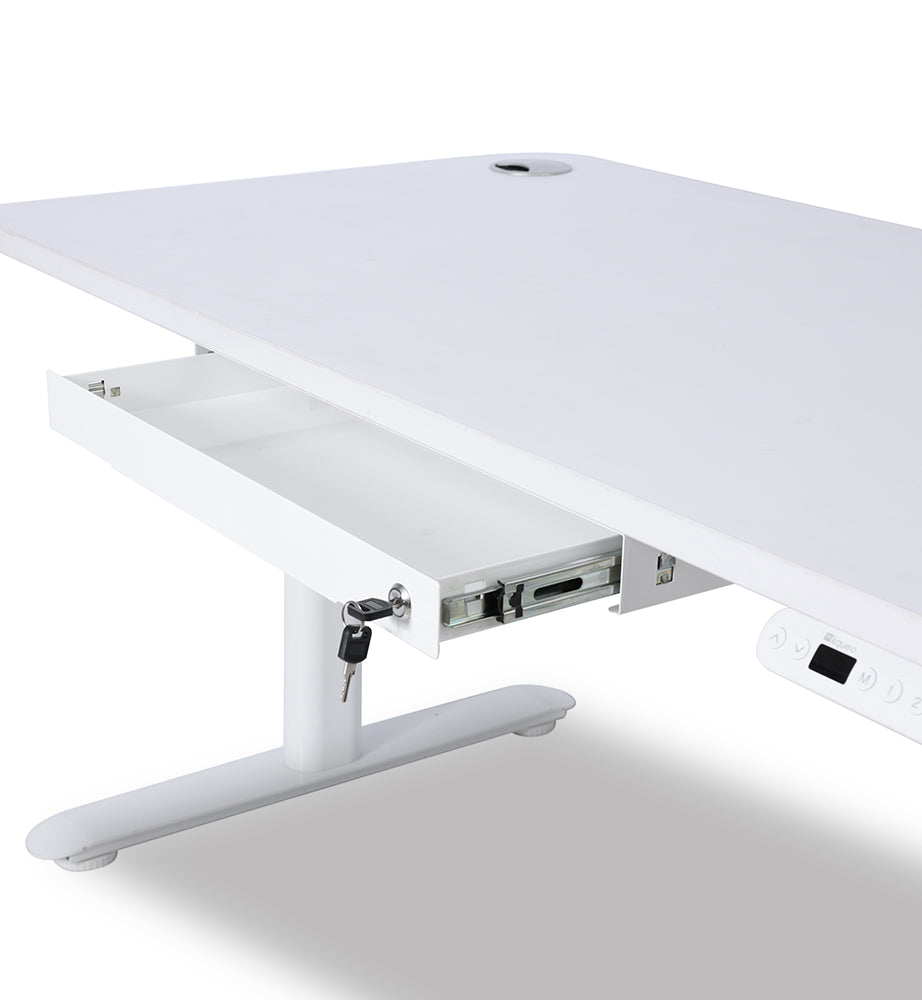 grand tiroir pour bureau assis debout blanc lifestyle