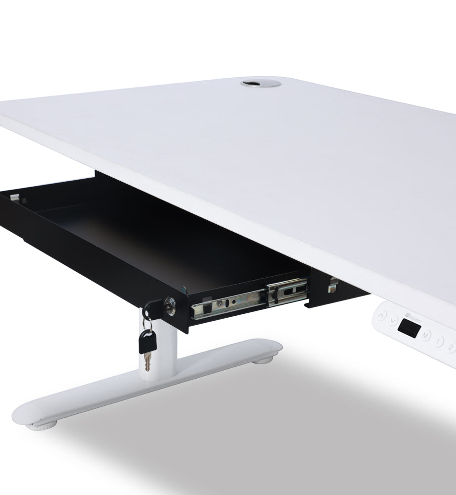 grand tiroir pour bureau assis debout noir lifestyle