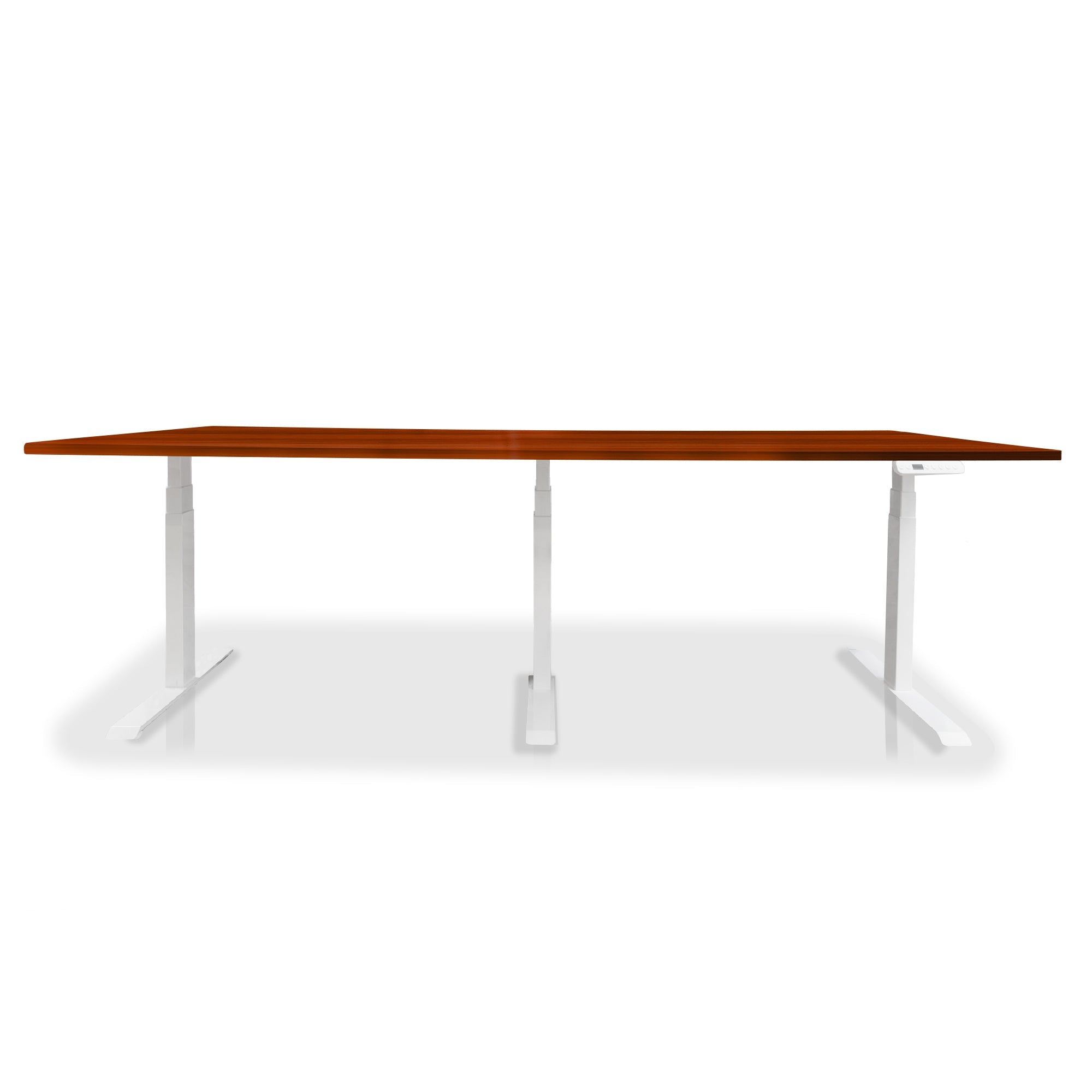 Table de réunion réglable en hauteur électrique - TRIO blanc-chene-acajou