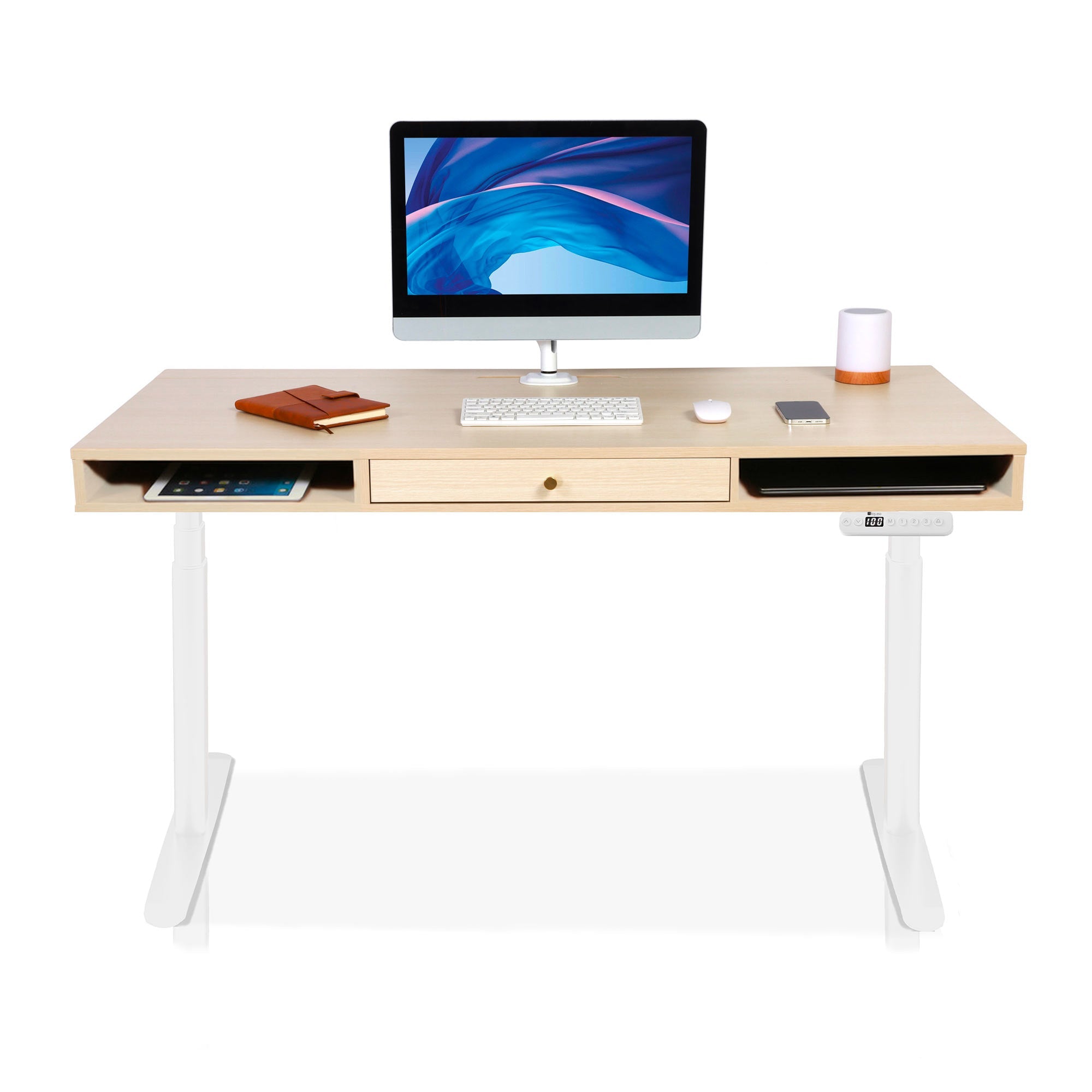 Bureau assis debout 1 tiroir - SPACE DYNAMIC CIRCLE 2 160x80 cm blanc-chene-clair