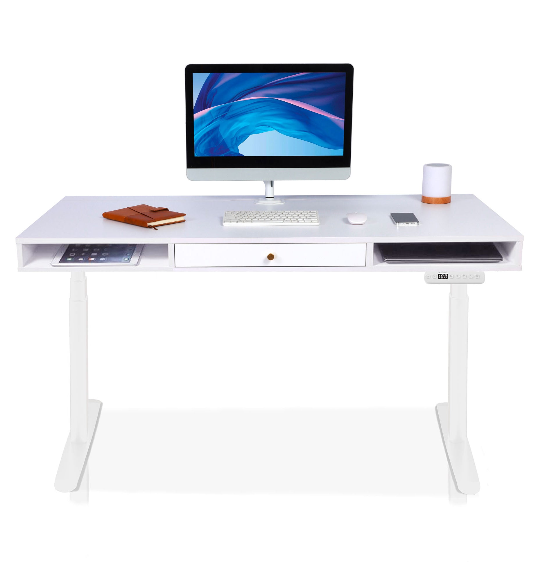 bureau assis debout SPACE DYNAMIC CIRCLE 1 tiroir blanc