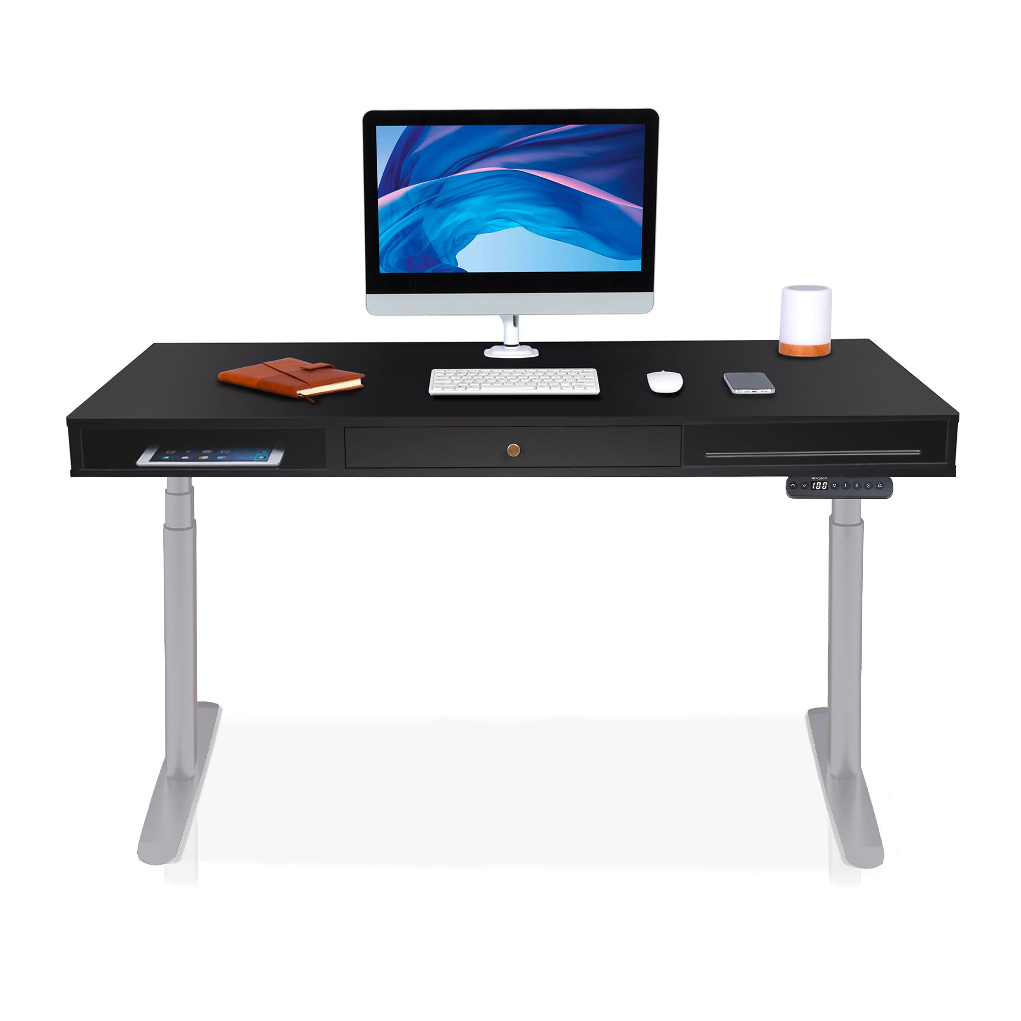Bureau assis debout 1 tiroir - SPACE DYNAMIC CIRCLE 2 110x60 cm gris-noir