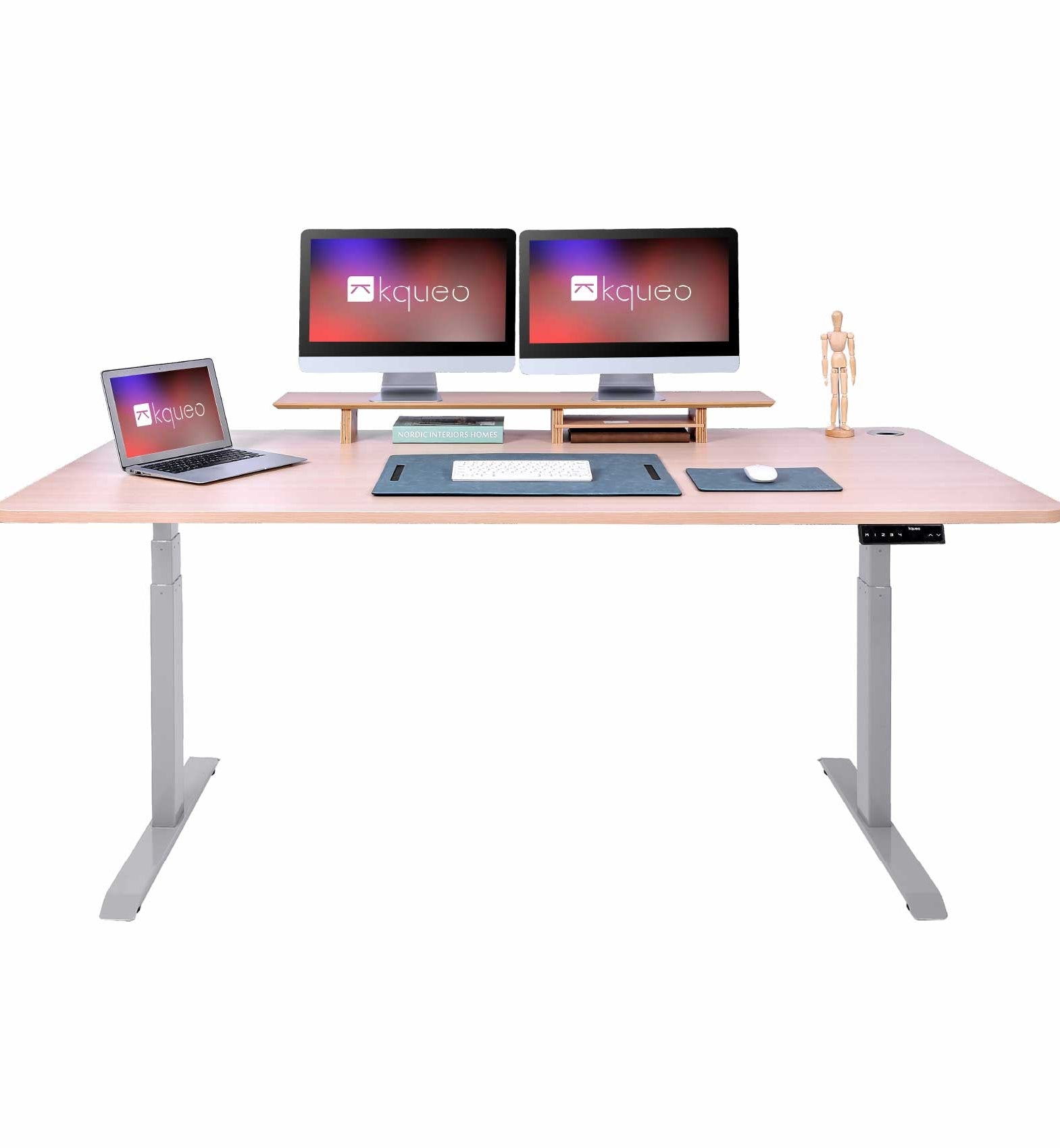 Bureau électrique gris/chêne clair Dynamic 200x80cm