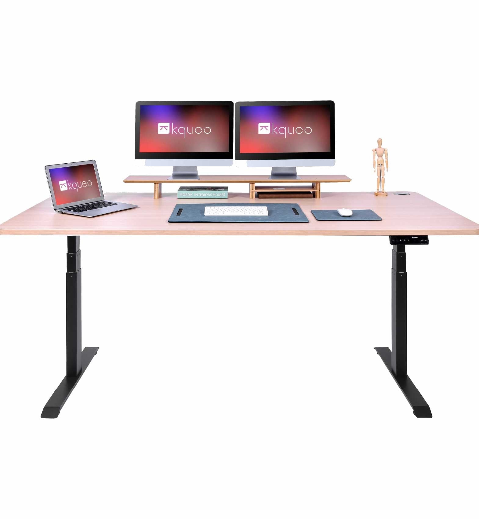 Bureau électrique noir/chêne clair Dynamic 200x80cm