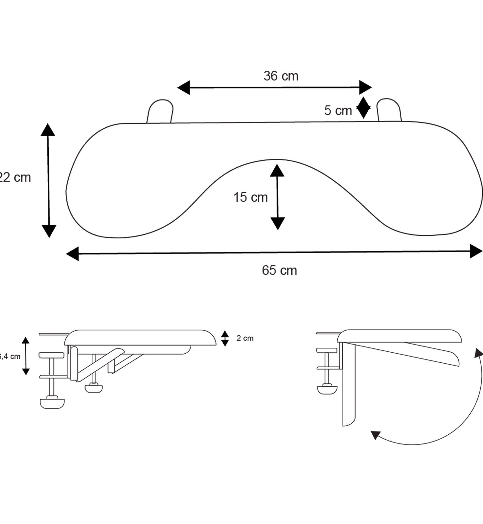 plan dimension support avant bras pour bureau assis debout