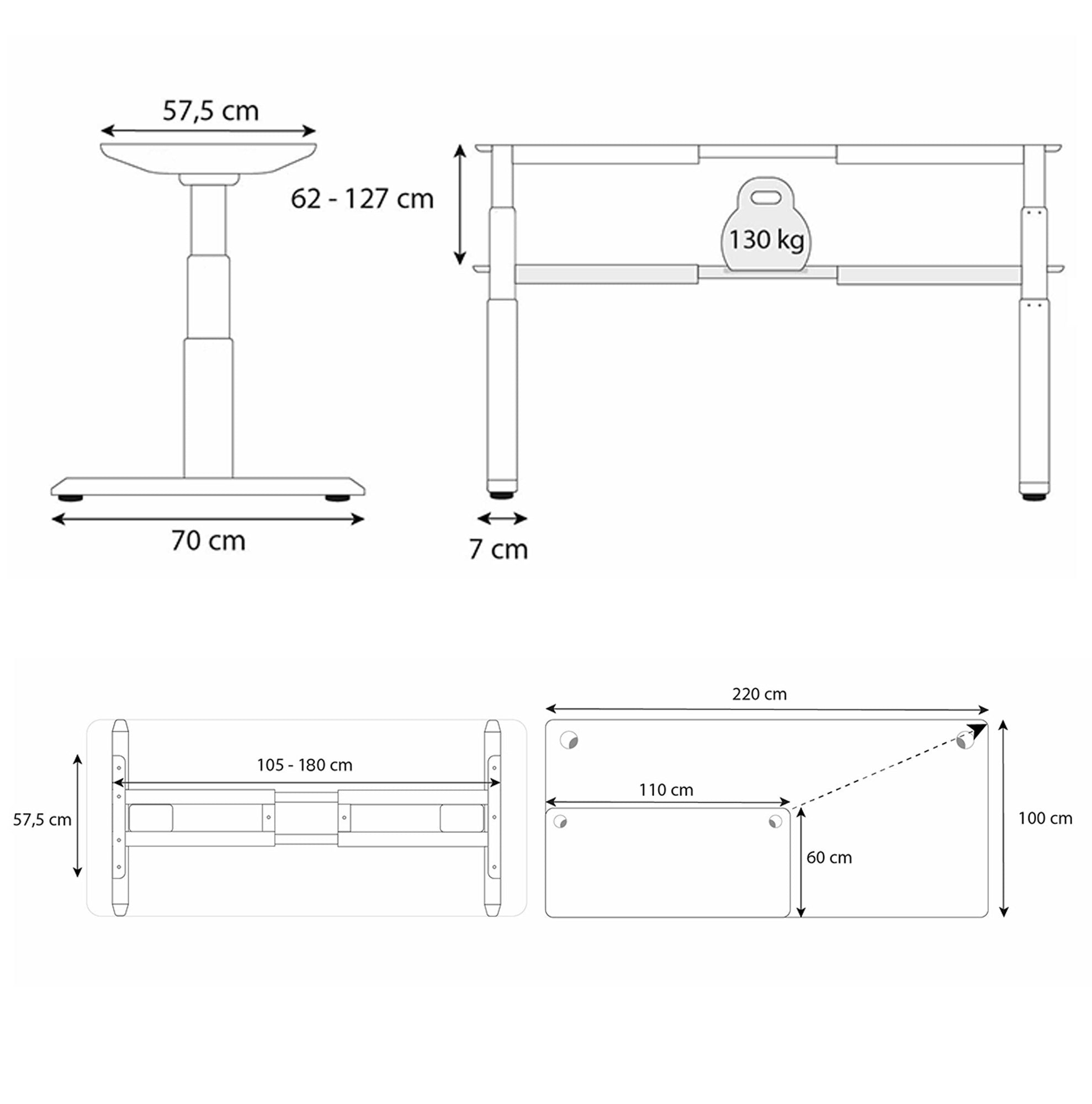 dimensions piètement DYNAMIC square Kqueo
