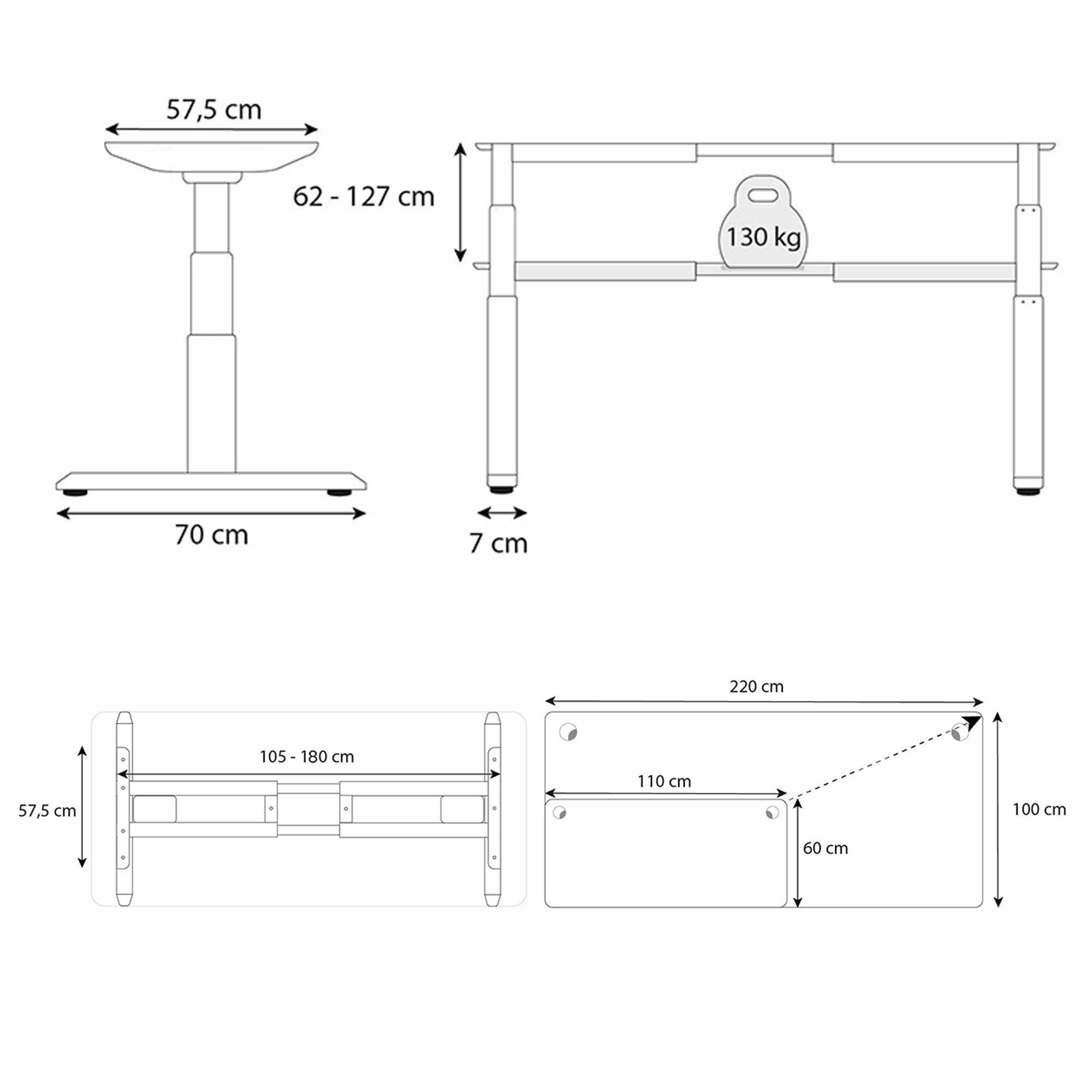 dimensions piètement DYNAMIC square Kqueo