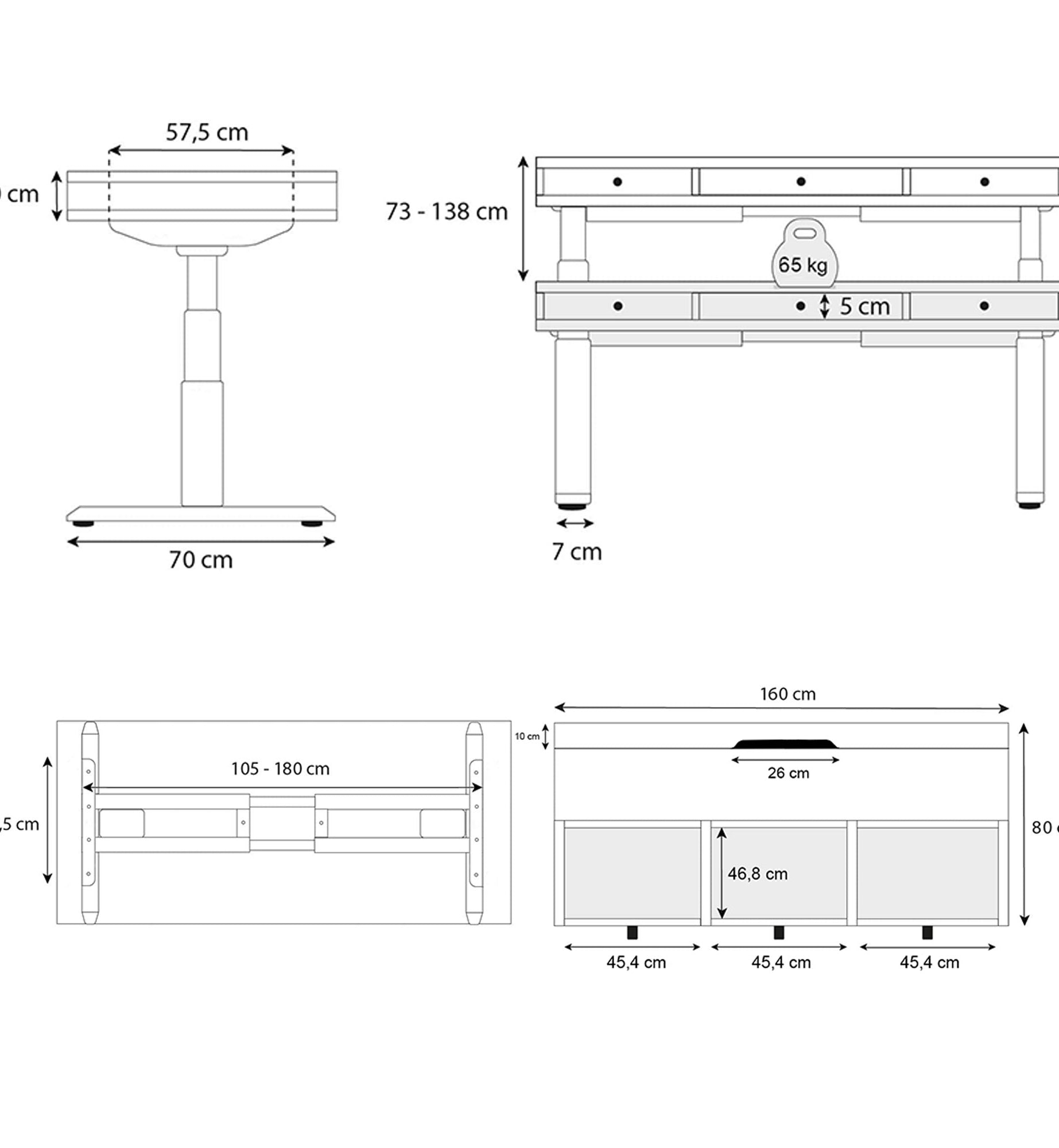 plan bureau assis debout SPACE DYNAMIC CIRCLE 160x80cm