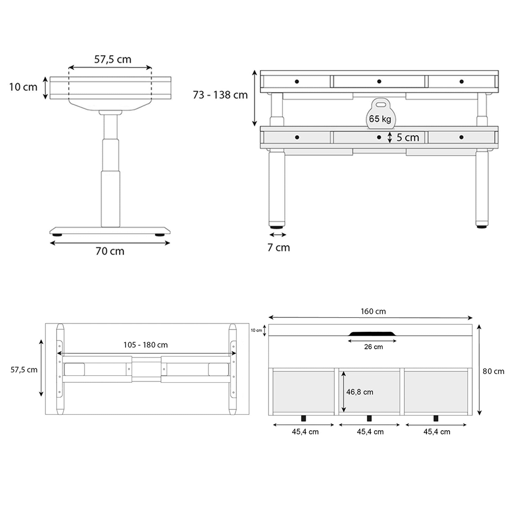 plan bureau assis debout SPACE DYNAMIC CIRCLE 160x80cm