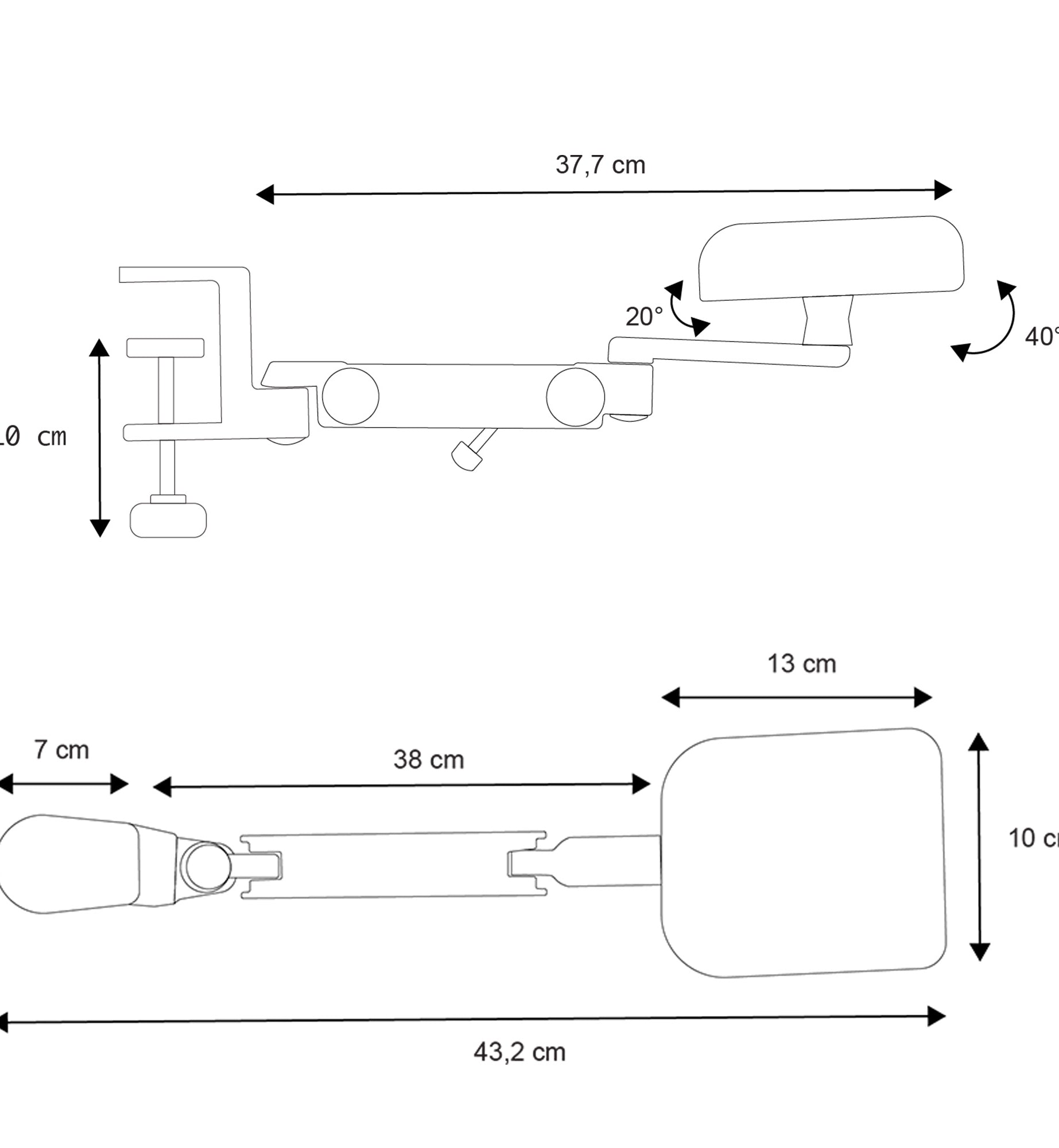 support coude pour bureau assis debout Kqueo