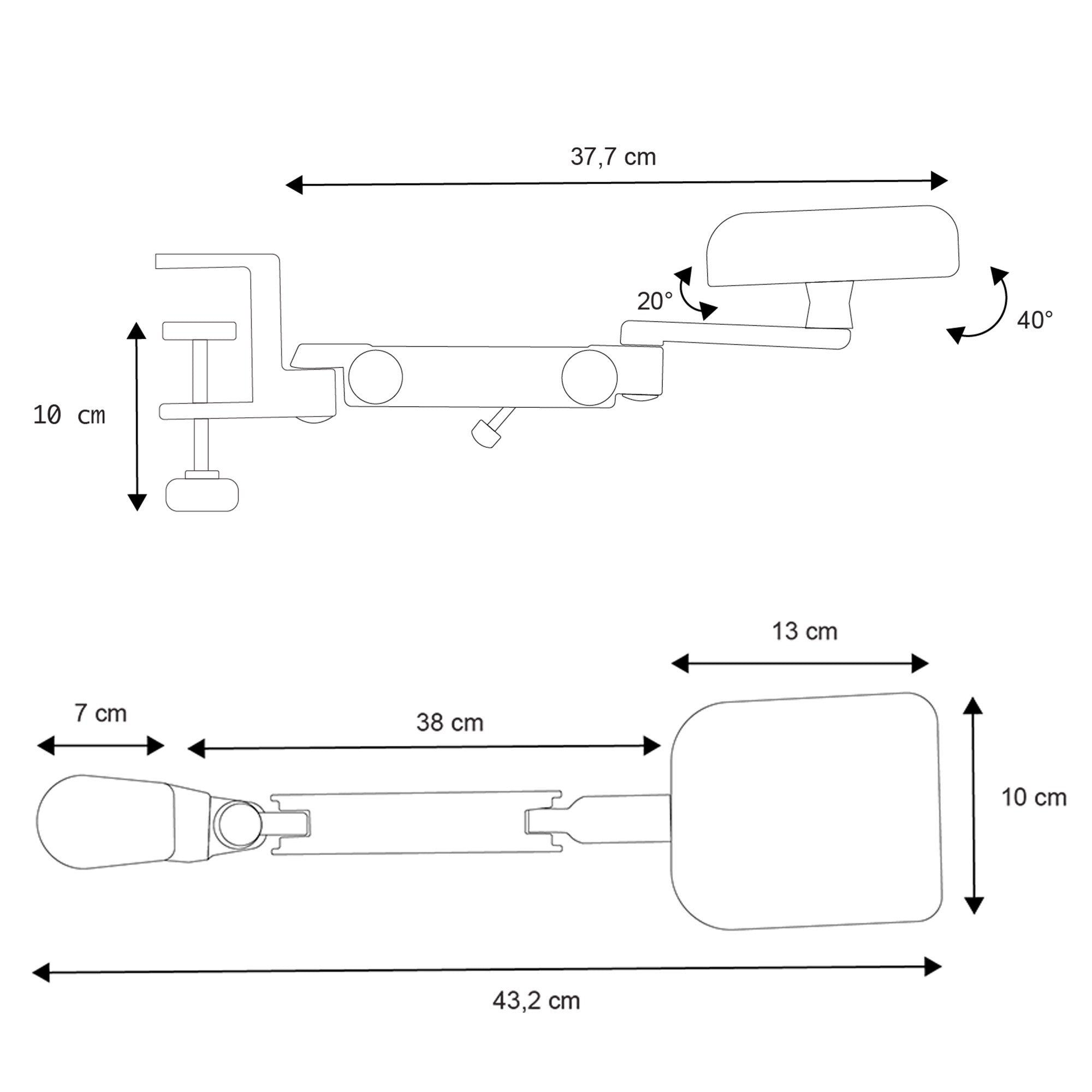 support coude pour bureau assis debout Kqueo