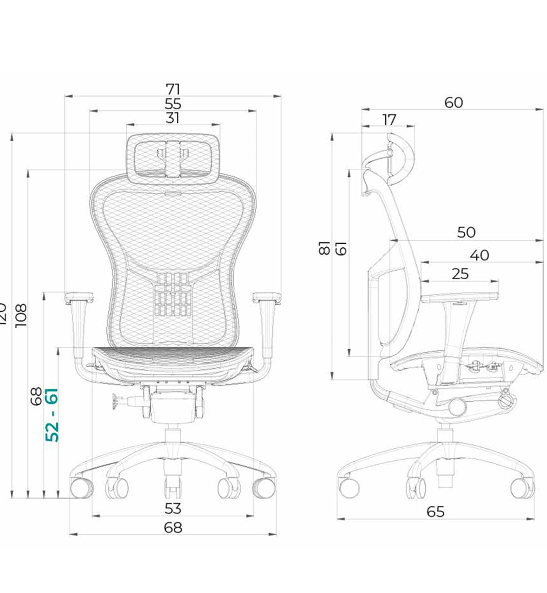 dimensions chaise ergonomique WAVE Kqueo