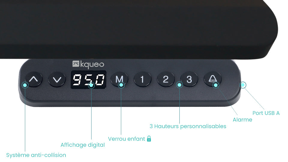 panneau de contrôle digital avec port USB bureau assis debout Kqueo