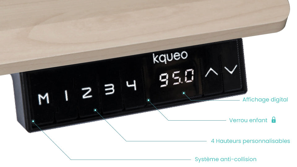 panneau de contrôle digital bureau assis debout Kqueo