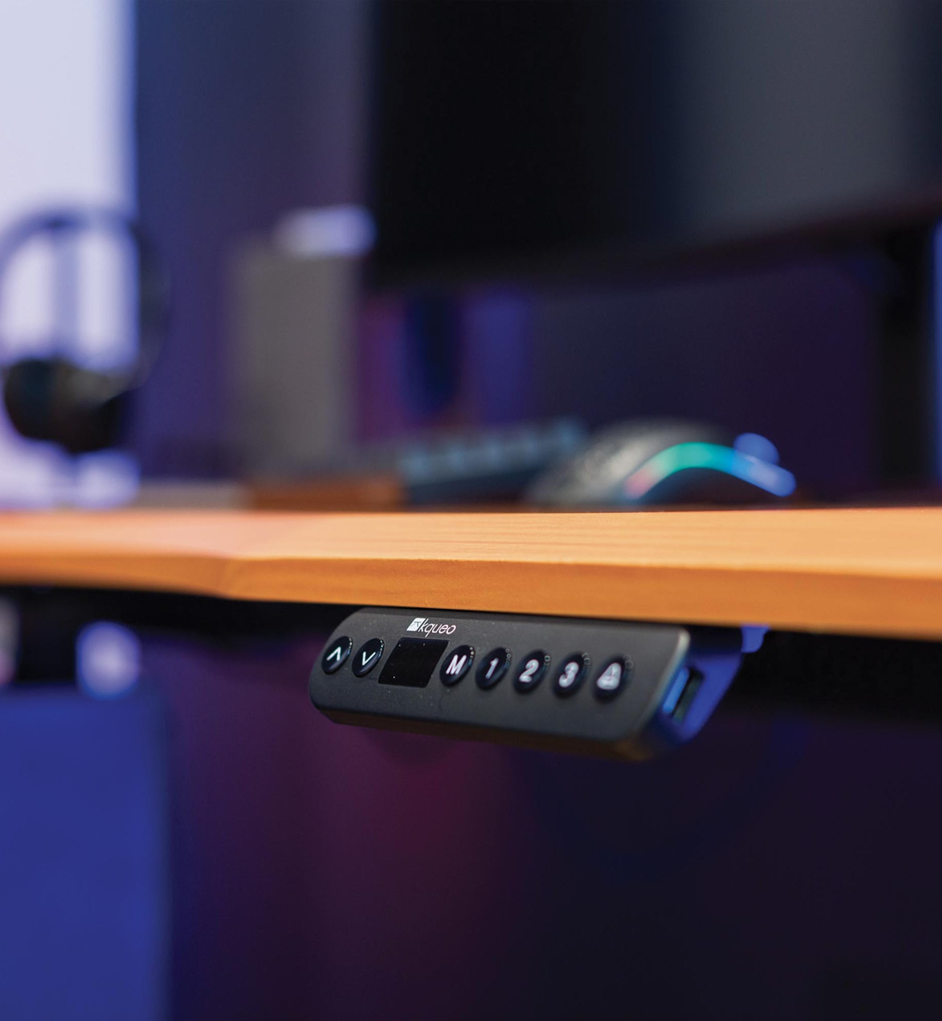 panneau de contrôle bureau assis debout CIRCLE SMOOTH noir coloris chene_ambiance