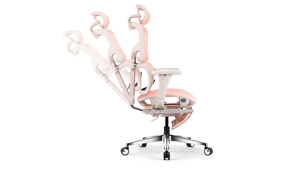 dossier chaise de bureau ergonomique TERRANA blanche et rose KQUEO