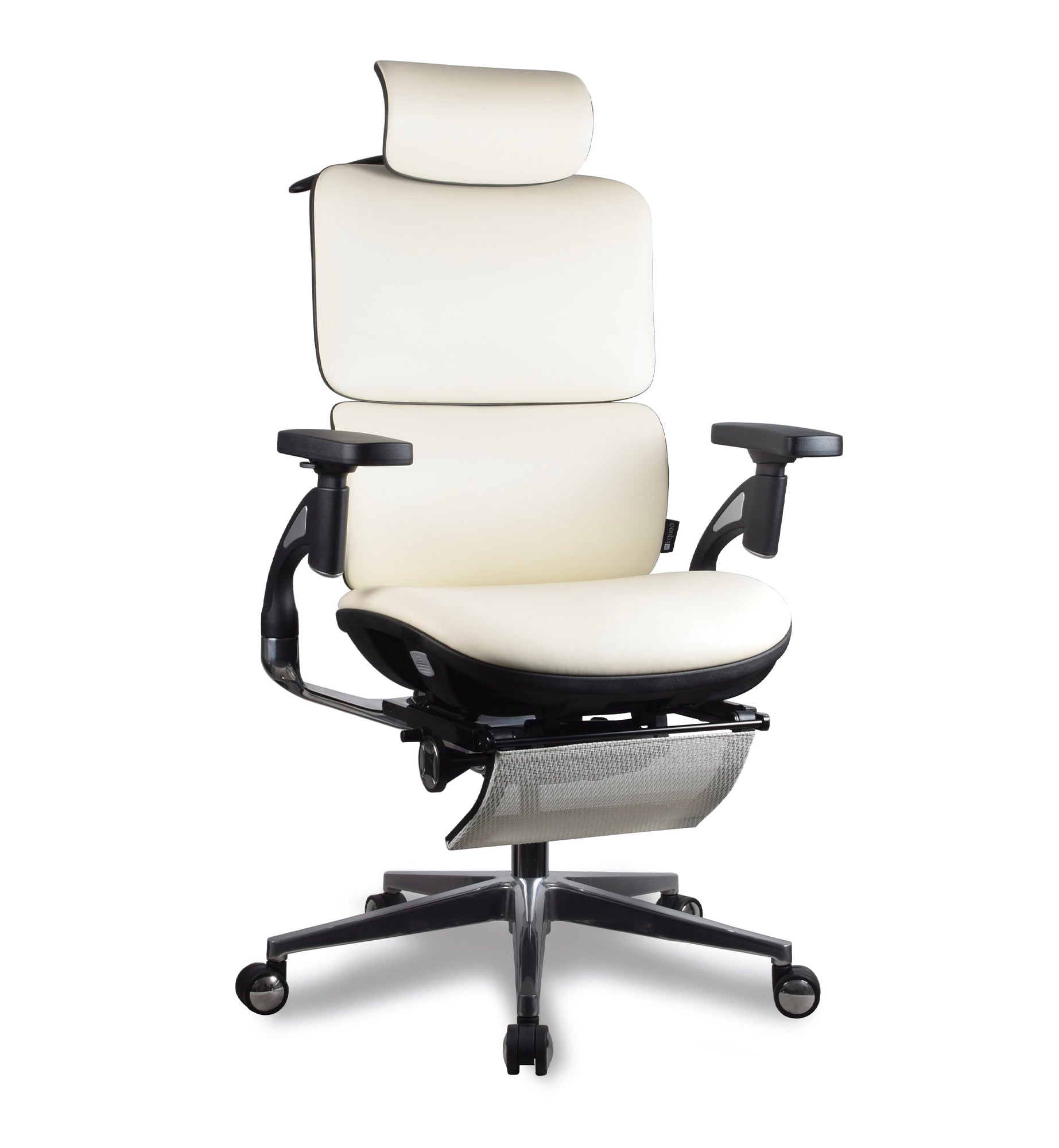 chaise ergonomique TERRANA PREMIUM blanche en cuir reconstitué Kqueo