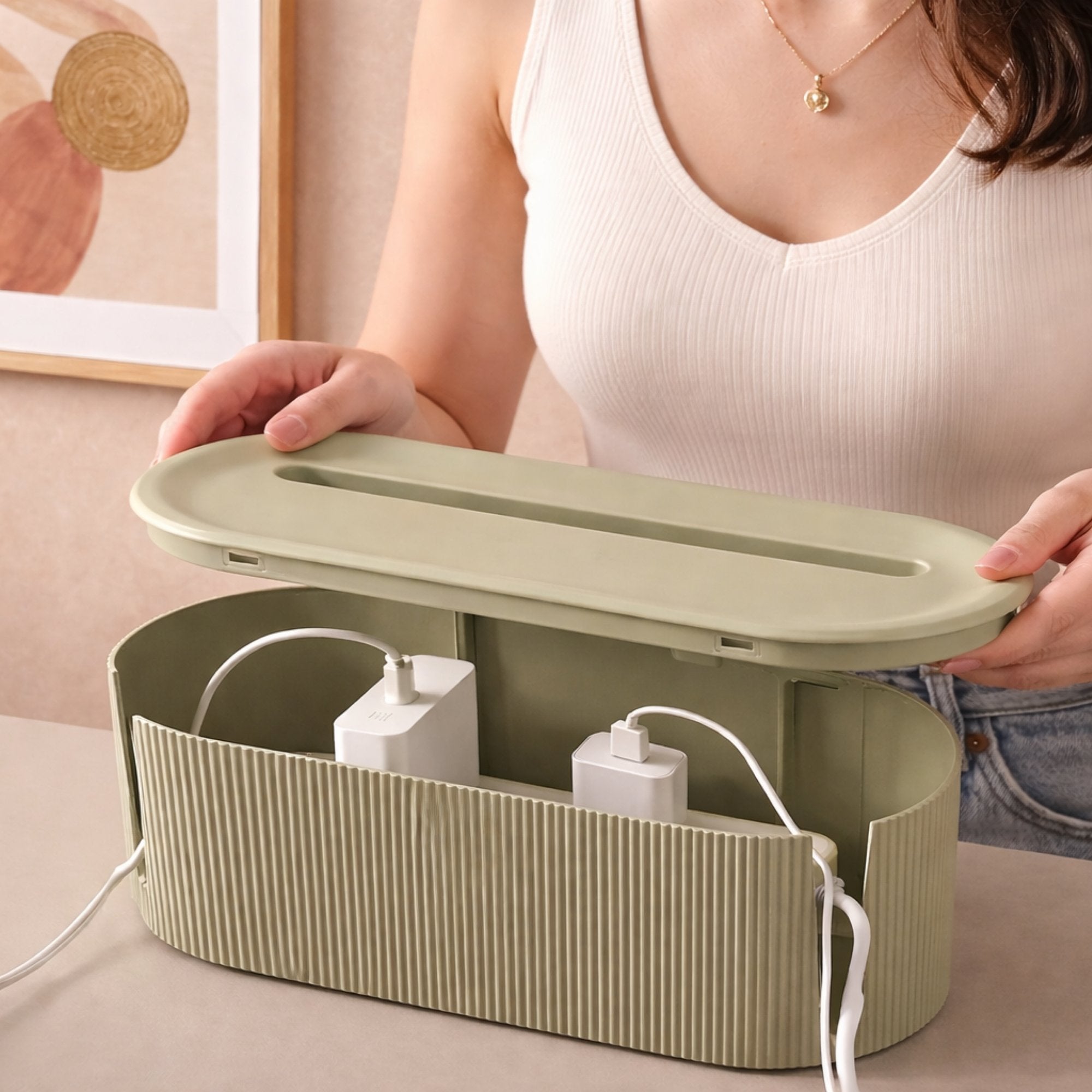 boite cache cable verte KQUEO_ambiance