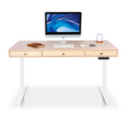 bureau assis debout space dynamic avec trappe 180 cm coloris blanc chene clair