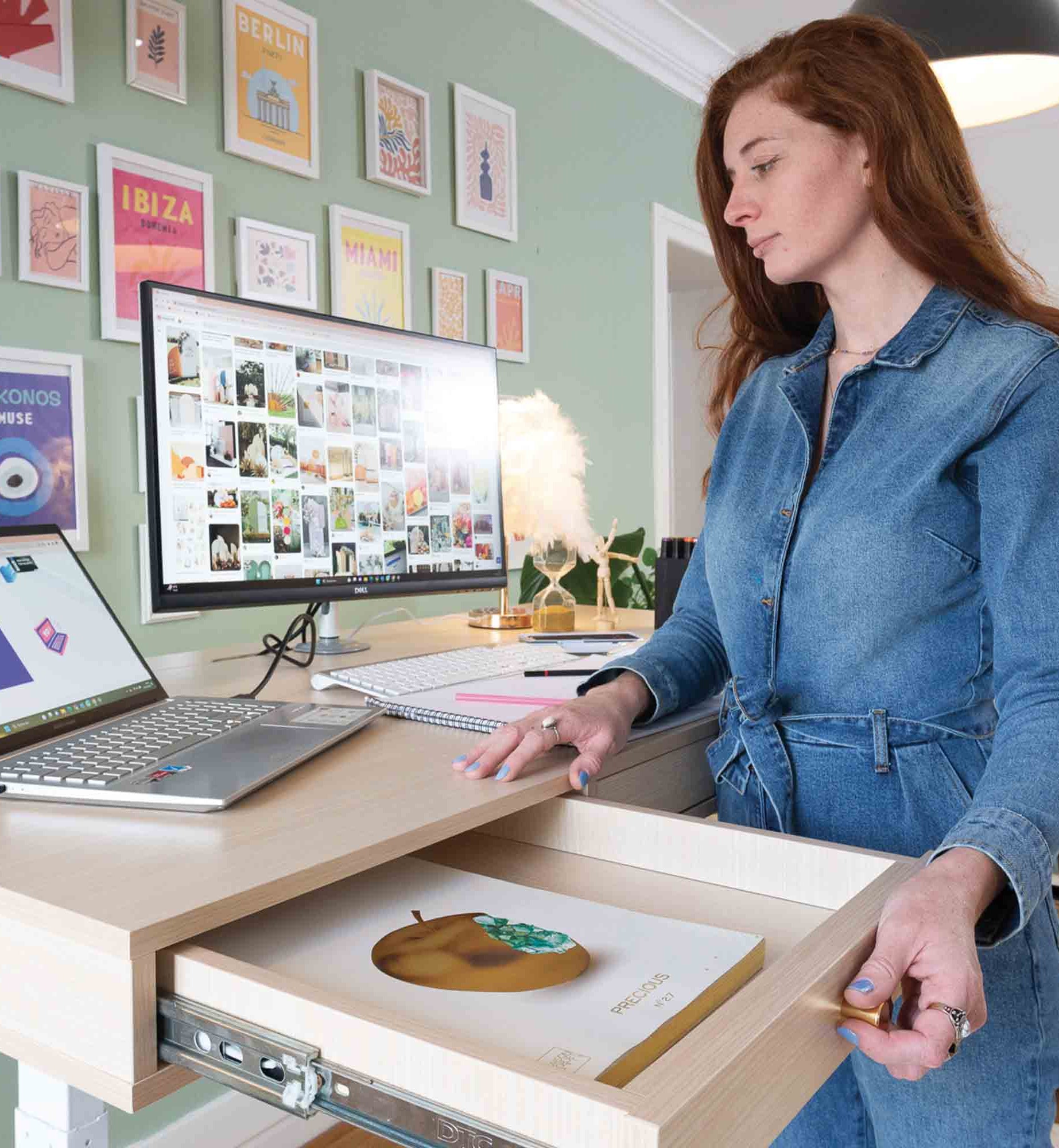 bureau assis debout space dynamic avec trappe 180 cm coloris blanc chene_ambiance