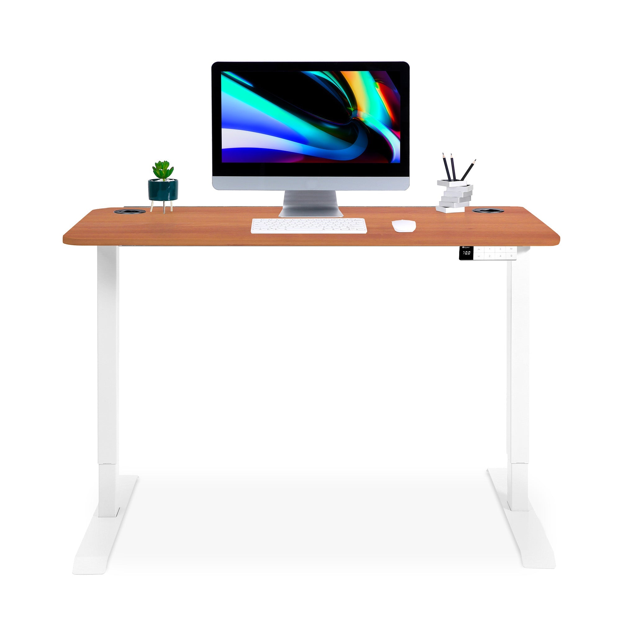 bureau assis debout LIFT KQUEO cadre noir et plateau coloris chene naturel