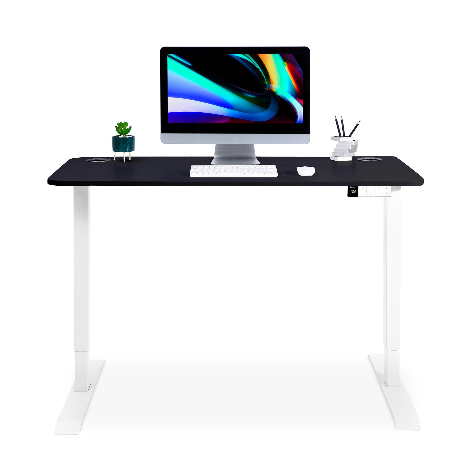 bureau assis debout LIFT KQUEO cadre gris et plateau blanc