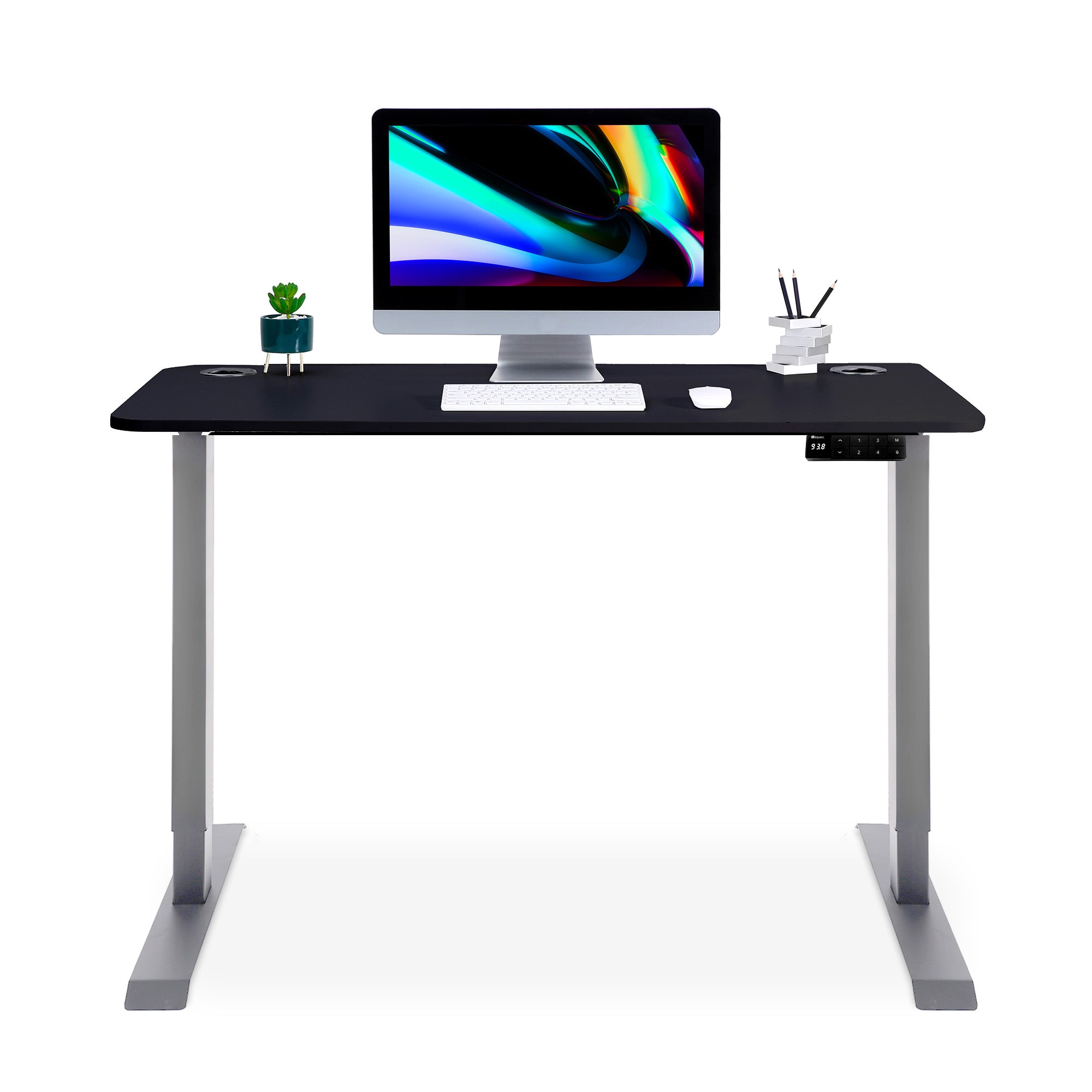 bureau assis debout LIFT KQUEO cadre gris et plateau noir