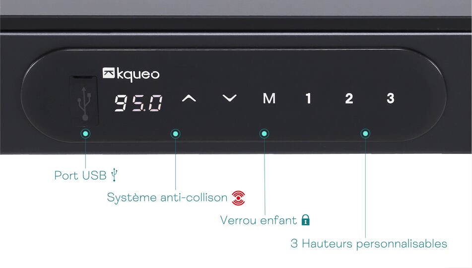Panneau de contrôle avec port USB bureau assis debout CONNECT