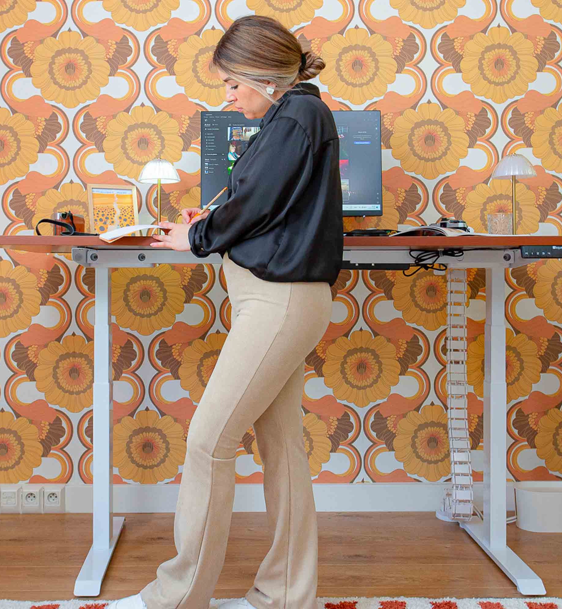 bureau assis debout Dynamic Square coloris blanc chene 3