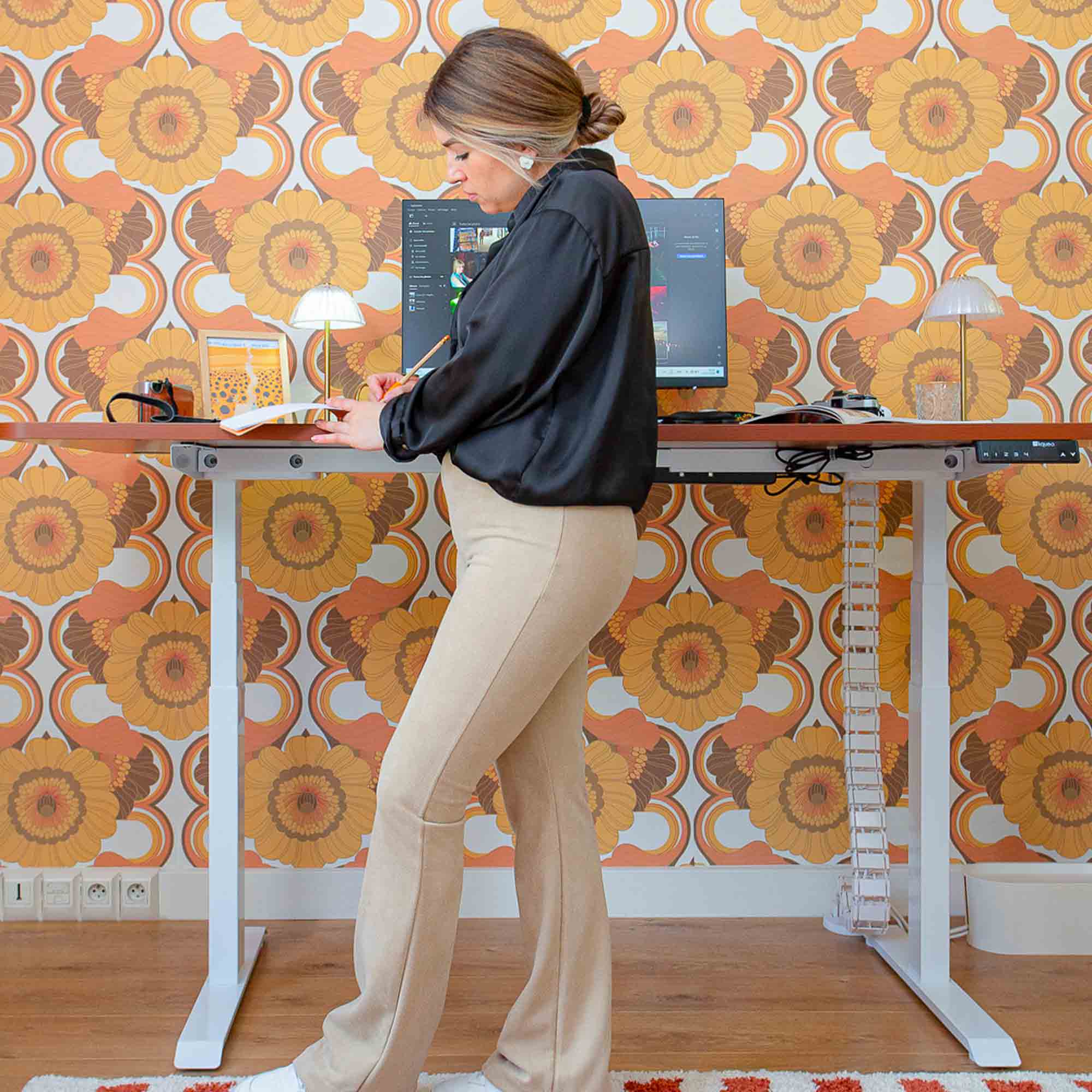 bureau assis debout Dynamic Square coloris blanc chene 3