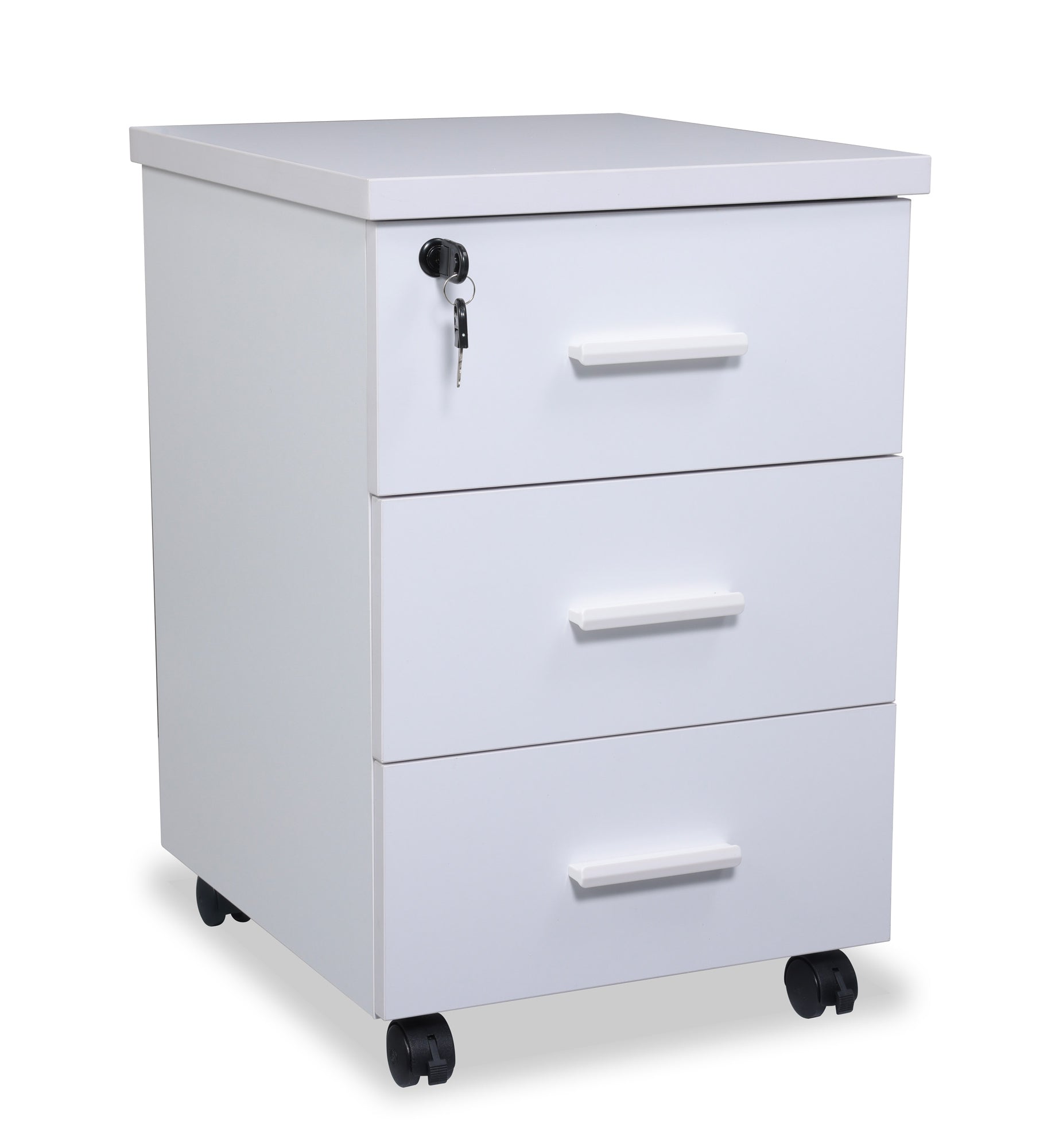 caisson de rangement 3 tiroirs mobile blanc Kqueo