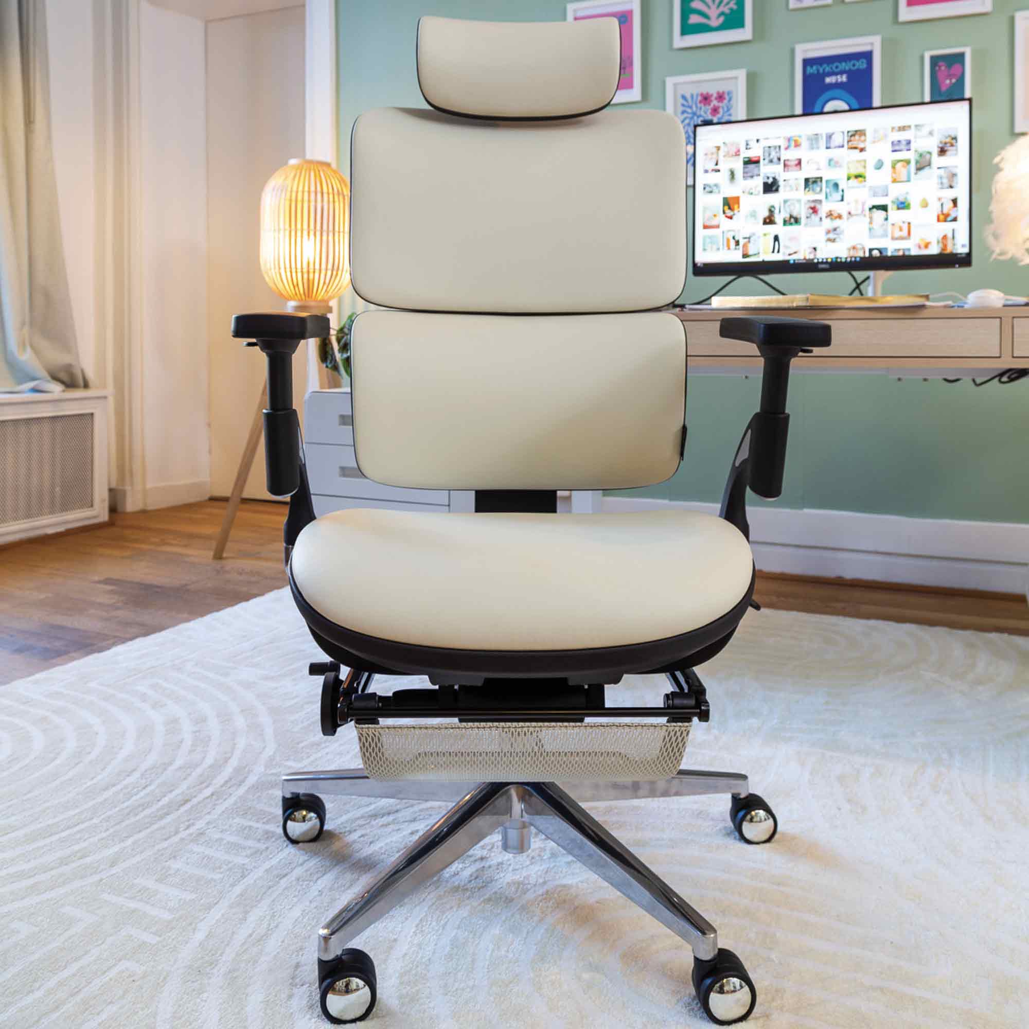 chaise ergonomique TERRANA Premium cuir blanc_ambiance