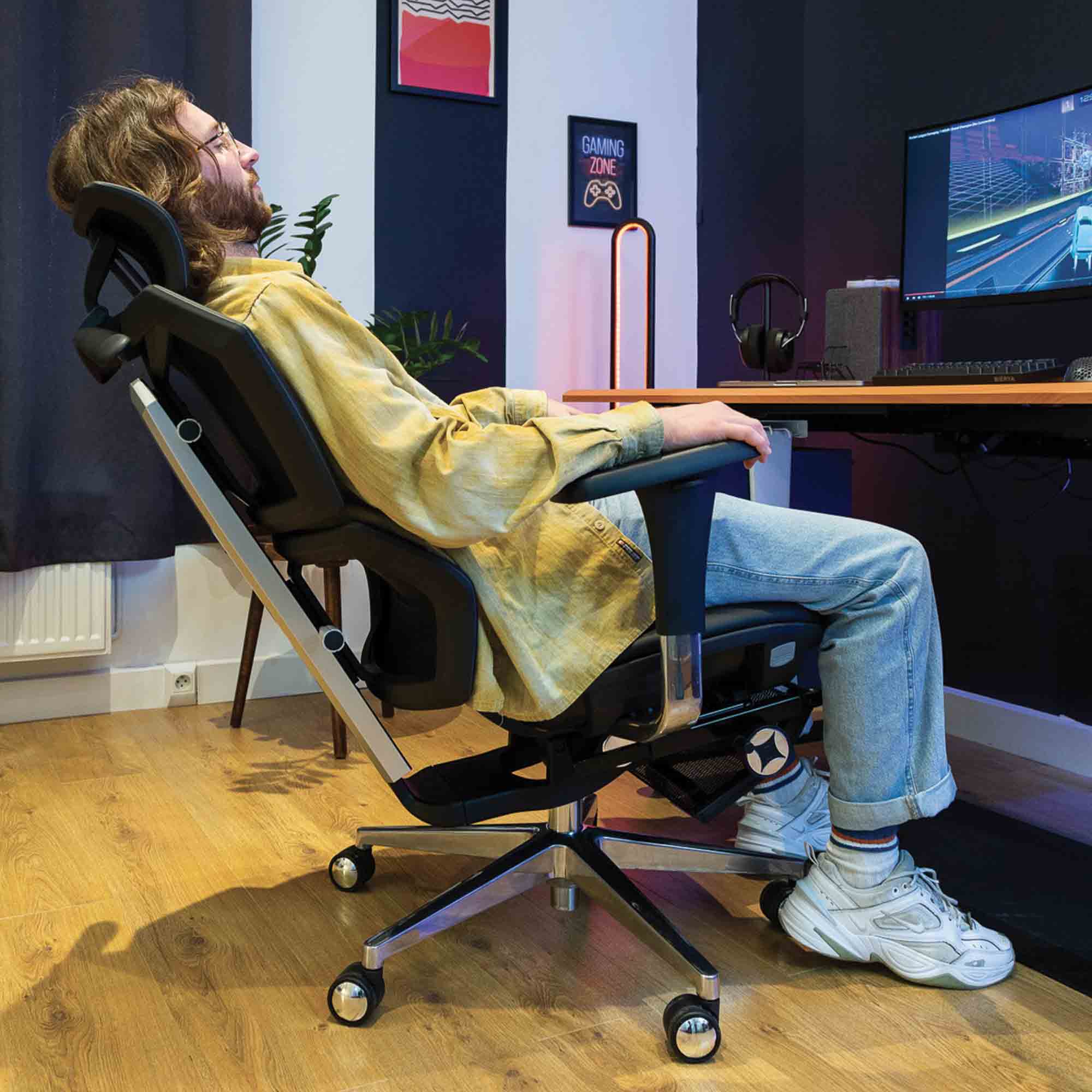 chaise ergonomique VERTEX en cuir reconstitué noire_ambiance