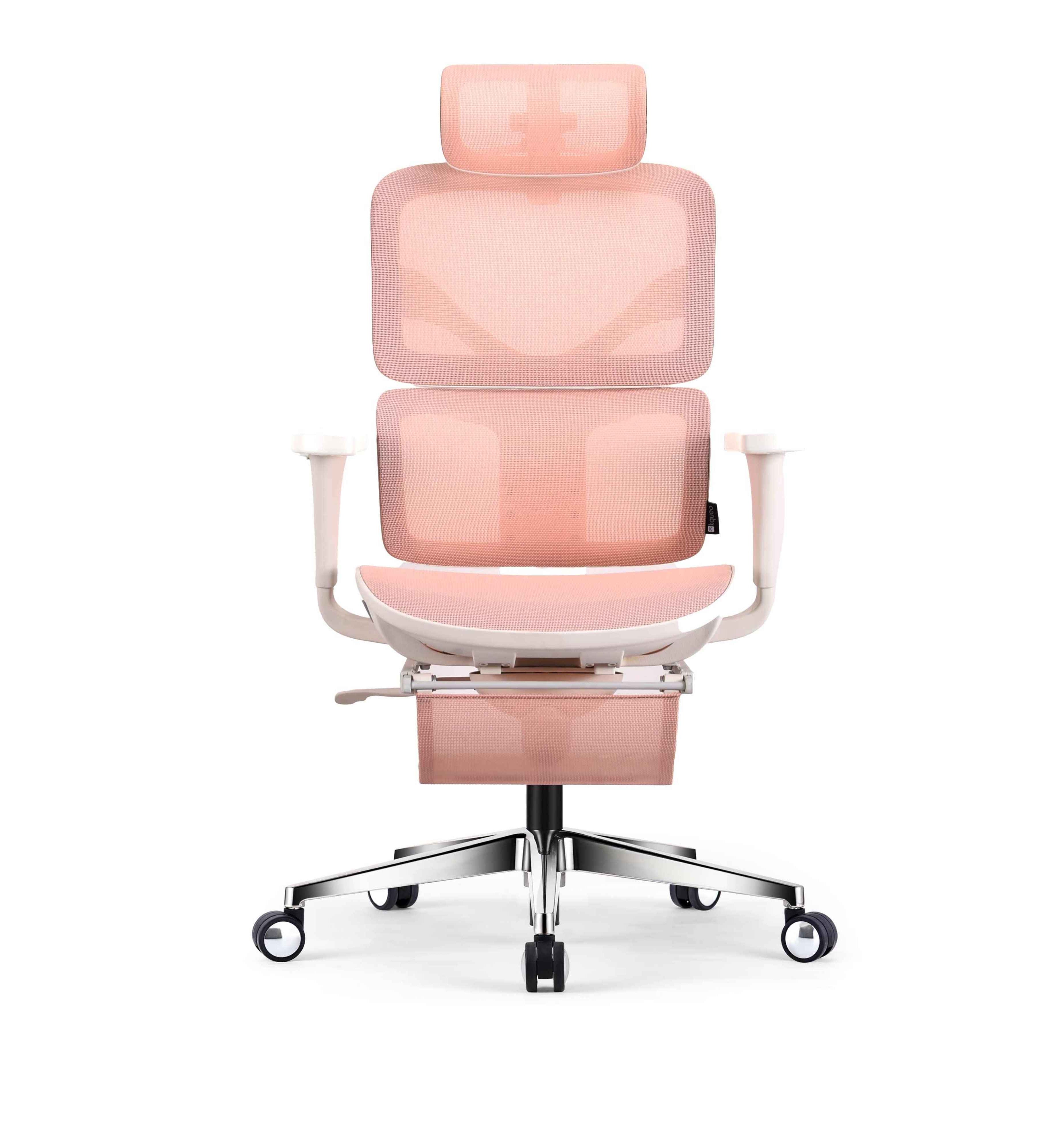 chaise de bureau ergonomique TERRANA blanche et rose