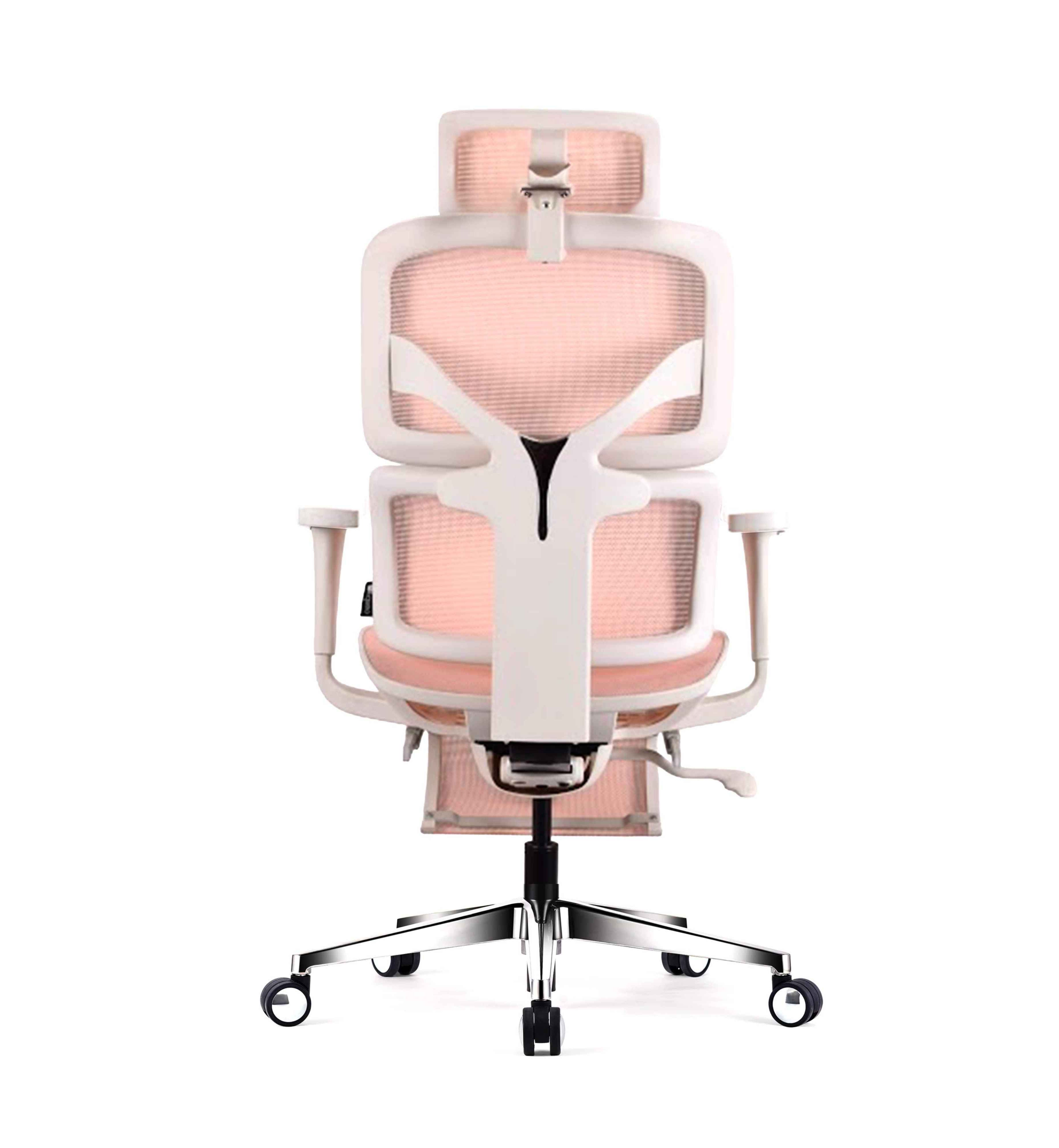 chaise de bureau ergonomique TERRANA blanche et rose