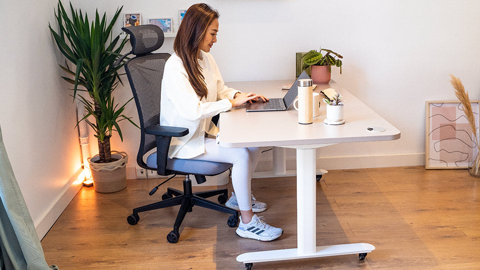 bureau assis debout DYNAMIC CIRCLE blanc beige taupe