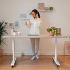 bureau assis debout DYNAMIC CIRCLE blanc beige taupe_ambiance