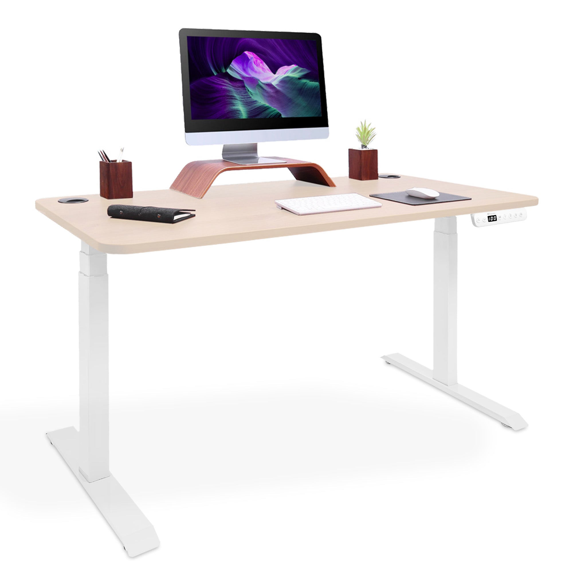 bureau assis debout DYNAMIC 240 blanc-chene-clair