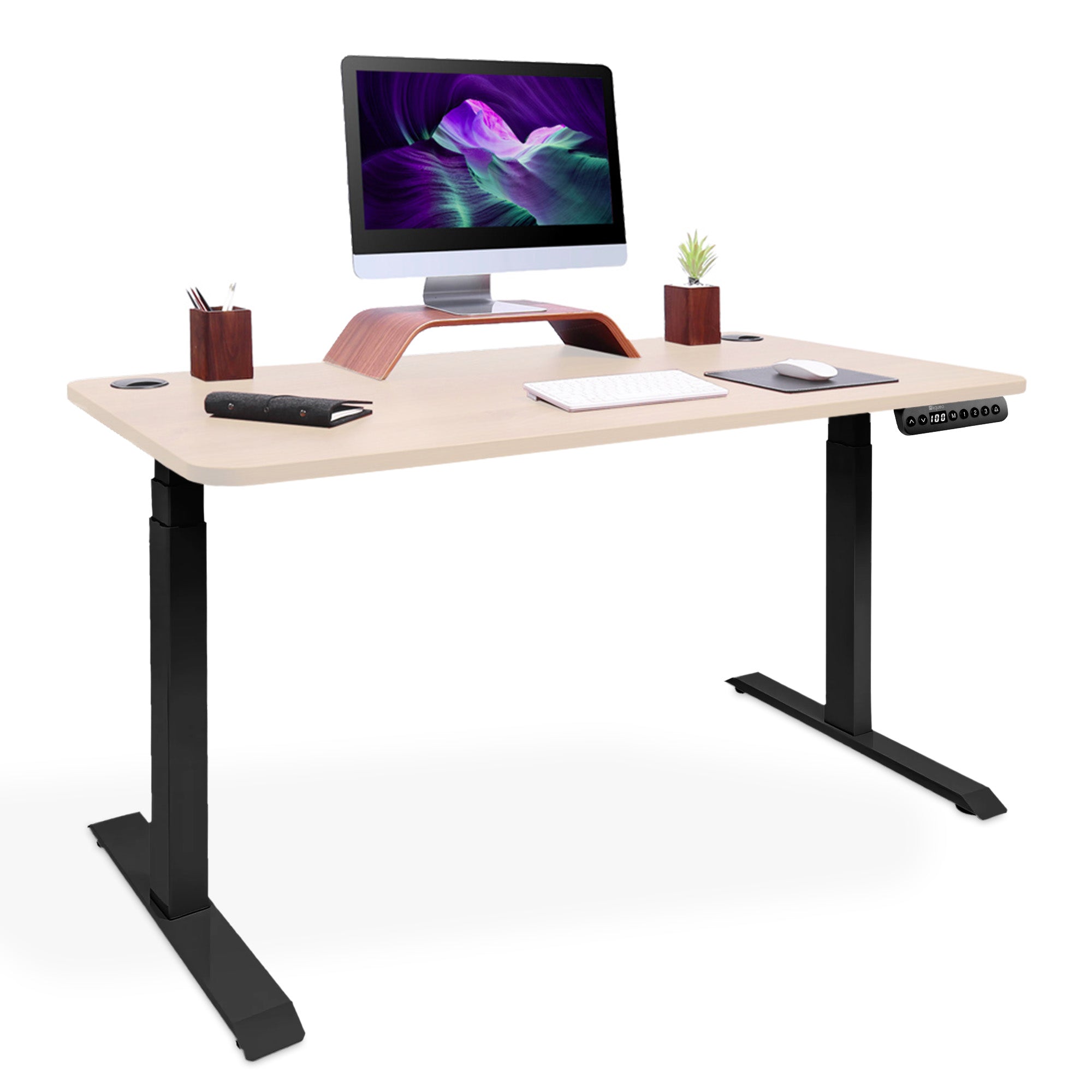 bureau debout DYNAMIC 140x80cm noir-chene-clair