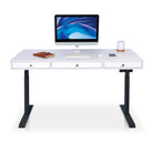 bureau assis debout SPACE DYNAMIC avec trappe 3 tiroirs 140cm noir plateau blanc