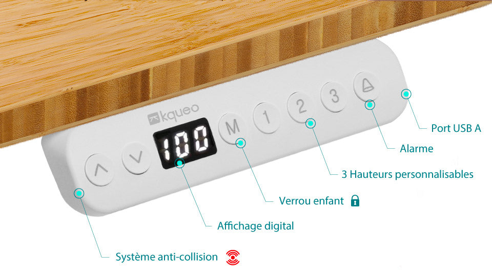panneau de contrôle bureau assis debout DYNAMIC CIRCLE BAMBOU